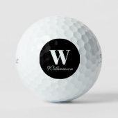 Aangepaste monogram aangepast zwart script golfballen (Voorkant)