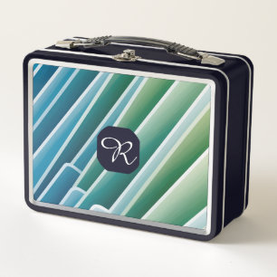 Aangepaste Monogram Abstract Blauw Groen Metaal Lu