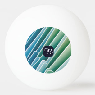 Aangepaste Monogram Abstract Blauw Groen Ping Pong Pingpongbal