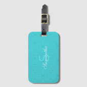 Aangepaste monogram Abstract patroon turquoise bla Bagagelabel (Voorkant (verticaal))