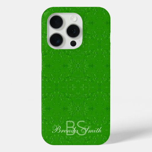 Aangepaste monogram Abstract patroonveer groen Case-Mate iPhone Case (Achterkant)