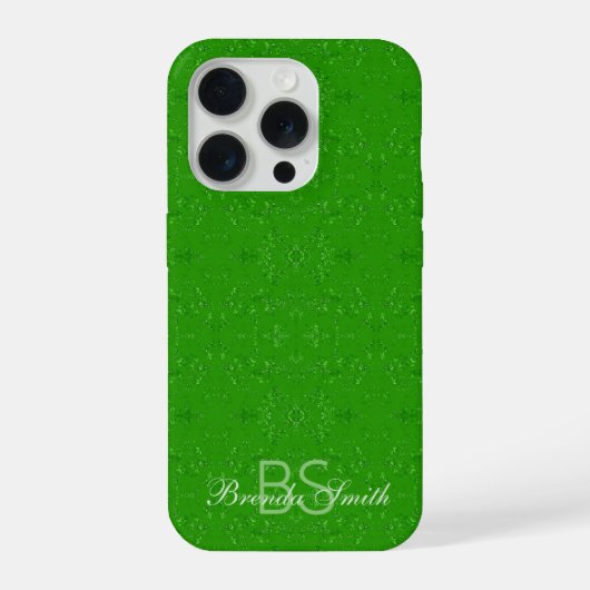 Aangepaste monogram Abstract patroonveer groen iPhone Hoesje (Achterkant)