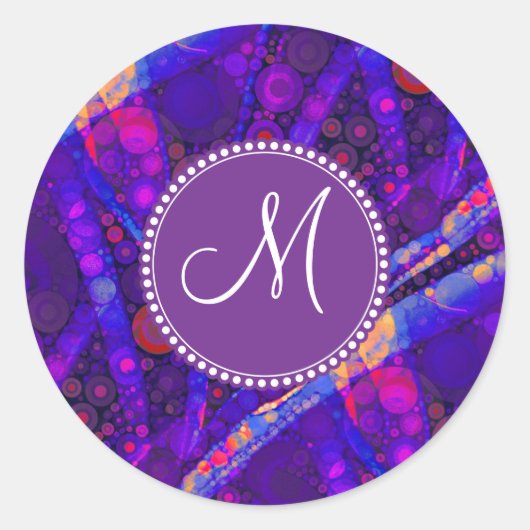 Aangepaste monogram Abstracte cirkels Ronde Sticker (Voorkant)