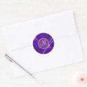 Aangepaste monogram Abstracte cirkels Ronde Sticker (Envelop)