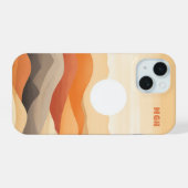 Aangepaste Monogram Abstracte landschapsillustrati iPhone 15 Case (Achterkant horizontaal)