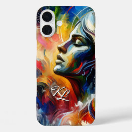 Aangepaste Monogram Abstracte Vrouw Portret Telefo iPhone 16 Plus Hoesje