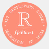 Aangepaste Monogram-adres-sticker Ronde Sticker