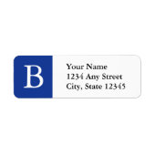 Aangepaste monogram Adresetiketten blauw & wit Etiket (Voorkant)