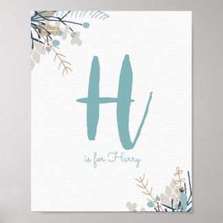 Aangepaste monogram afdrukken voor kinderdagverbli poster