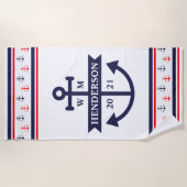 Aangepaste monogram-anker keuken strandlaken (Voorkant)