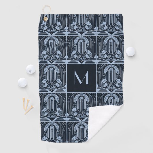 Aangepaste Monogram Art Deco Golfhanddoek (Insitu)