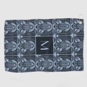 Aangepaste Monogram Art Deco Golfhanddoek (Horizontaal)