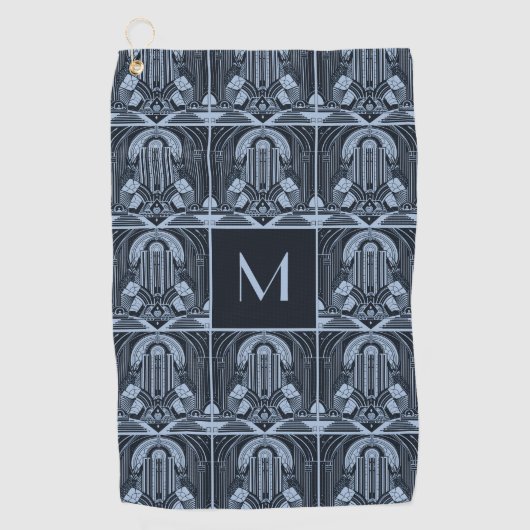 Aangepaste Monogram Art Deco Golfhanddoek (Voorkant)