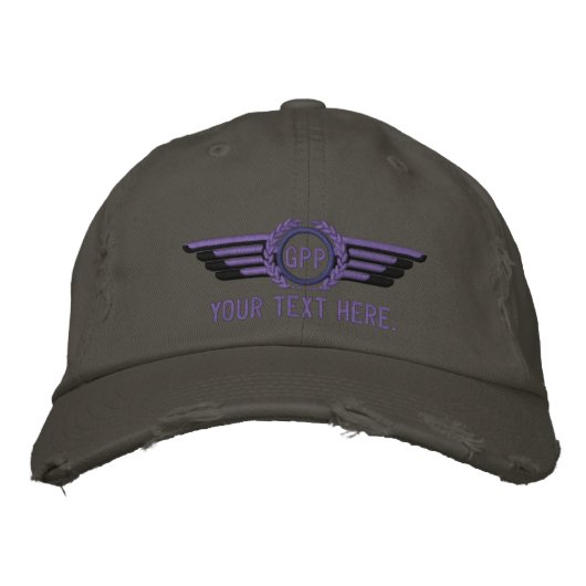 Aangepaste Monogram Aviation Laurels Pilot Wings Geborduurde Pet (Voorkant)