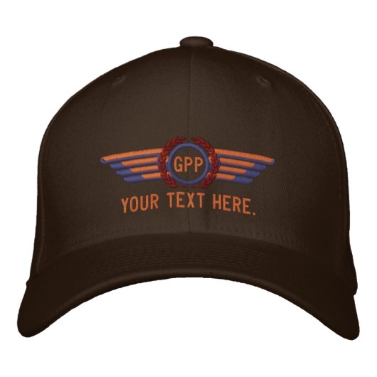 Aangepaste Monogram Aviation Laurels Pilot Wings Geborduurde Pet (Voorkant)