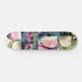 Aangepaste Monogram B Jewel Tone Waterverf Bloemen Persoonlijk Skateboard (Horizontaal)