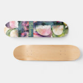 Aangepaste Monogram B Jewel Tone Waterverf Bloemen Persoonlijk Skateboard (Horizontaal)