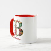 Aangepaste Monogram B Kerst Rood Goud Mok (Voorkant links)