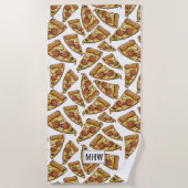 Aangepaste monogram badhanddoek Pizza Pattern (Voorkant)