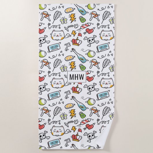 Aangepaste monogram badhanddoek van het Kawaii Pat (Voorkant)