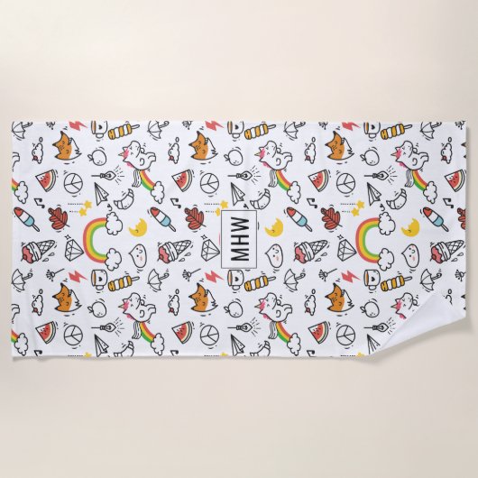 Aangepaste monogram badhanddoek van het Kawaii Pat (Voorkant)
