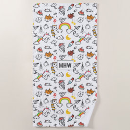 Aangepaste monogram badhanddoek van het Kawaii Pat