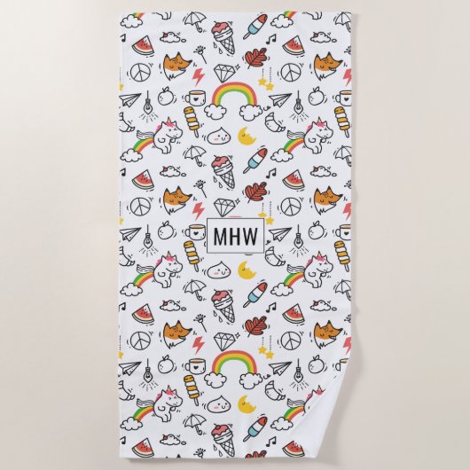 Aangepaste monogram badhanddoek van het Kawaii Pat (Voorkant)