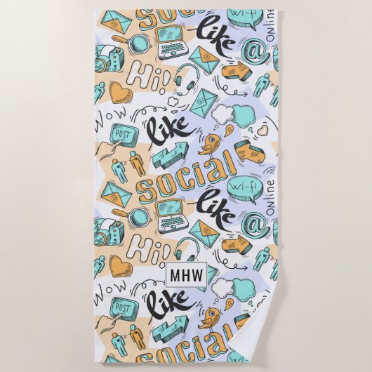 Aangepaste monogram badhanddoek voor sociale media (Voorkant)