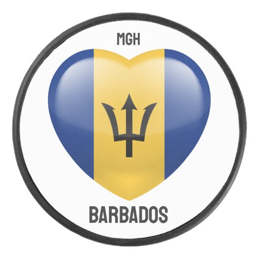 Aangepaste Monogram Barbados Love Hockey Puck (Voorkant)