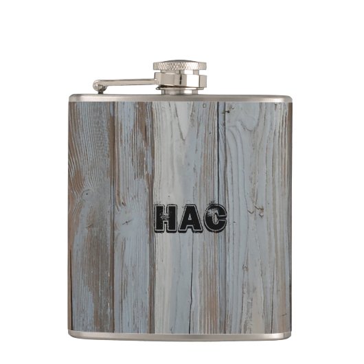 Aangepaste monogram Barn Wood Liquor Hip Flask Heupfles (Voorkant)