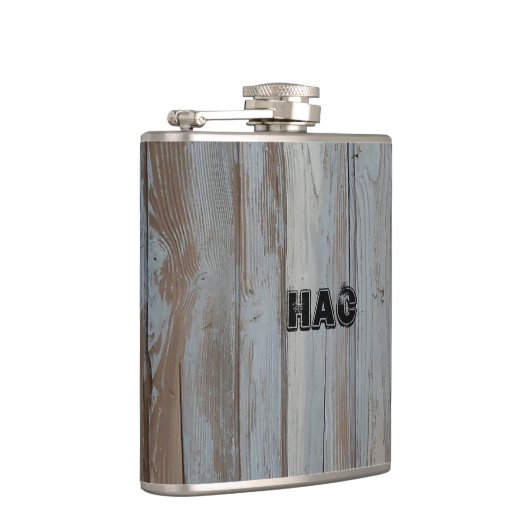 Aangepaste monogram Barn Wood Liquor Hip Flask Heupfles (Rechts)