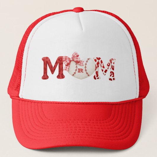 Aangepaste Monogram Baseball Moeder Trucker Pet (Voorkant)