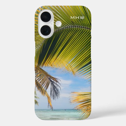Aangepaste monogram Beach Palms-telefoongevallen Case-Mate iPhone Case (Achterkant)