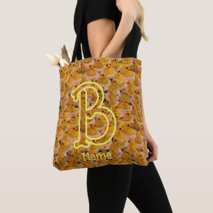 Aangepaste monogram beginletter naam Schattige rub Tote Bag