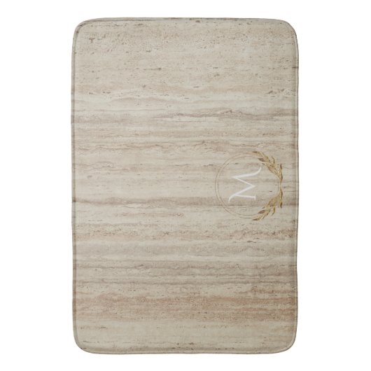 Aangepaste monogram beige travertijnse marmer Ston Badmat (Voorkant Verticaal)