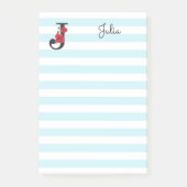 Aangepaste monogram bewerkbare J tekst rode bloem Post-it® Notes (Voorkant)
