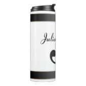 Aangepaste monogram bewerkbare J tekst rode bloem Thermosbeker (Gedraaid links)