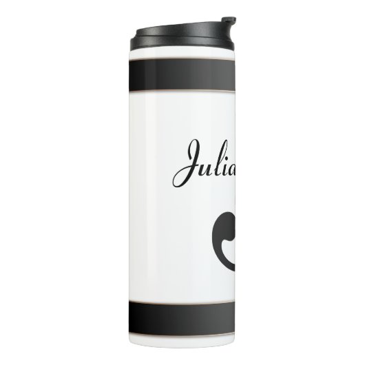 Aangepaste monogram bewerkbare J tekst rode bloem Thermosbeker (Gedraaid links)