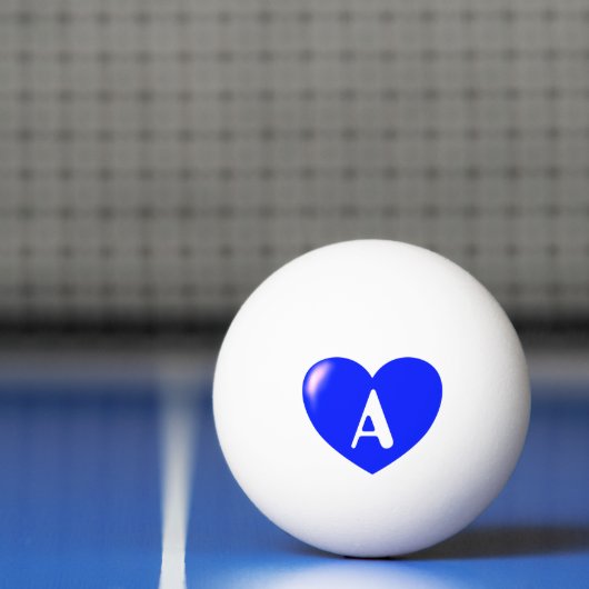 Aangepaste monogram Big Blue Heart Ping Ball (Net)