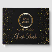 Aangepaste monogram | Black Gold Graduation Party Gastenboek (Voorkant)