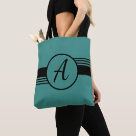 Aangepaste monogram blauw en zwarte Canvas tas