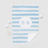 Aangepaste Monogram Blauw Gestreepte Golfhanddoek (Insitu)