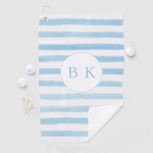 Aangepaste Monogram Blauw Gestreepte Golfhanddoek (Insitu)