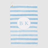 Aangepaste Monogram Blauw Gestreepte Golfhanddoek (Voorkant)