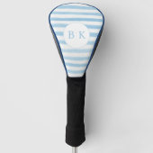 Aangepaste Monogram Blauw Gestreepte Golfkop Hoesj Golfheadcover (Voorkant)
