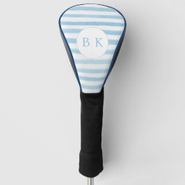 Aangepaste Monogram Blauw Gestreepte Golfkop Hoesj Golfheadcover