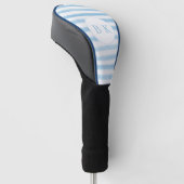 Aangepaste Monogram Blauw Gestreepte Golfkop Hoesj Golfheadcover (Schuin)