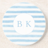 Aangepaste Monogram blauw gestreepte zandsteen Ond Onderzetter (Voorkant)