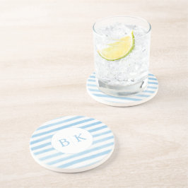 Aangepaste Monogram blauw gestreepte zandsteen Ond Onderzetter