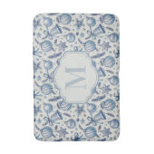 Aangepaste Monogram Blauw Toile Kerst Ornamenten Badmat (Voorkant Verticaal)